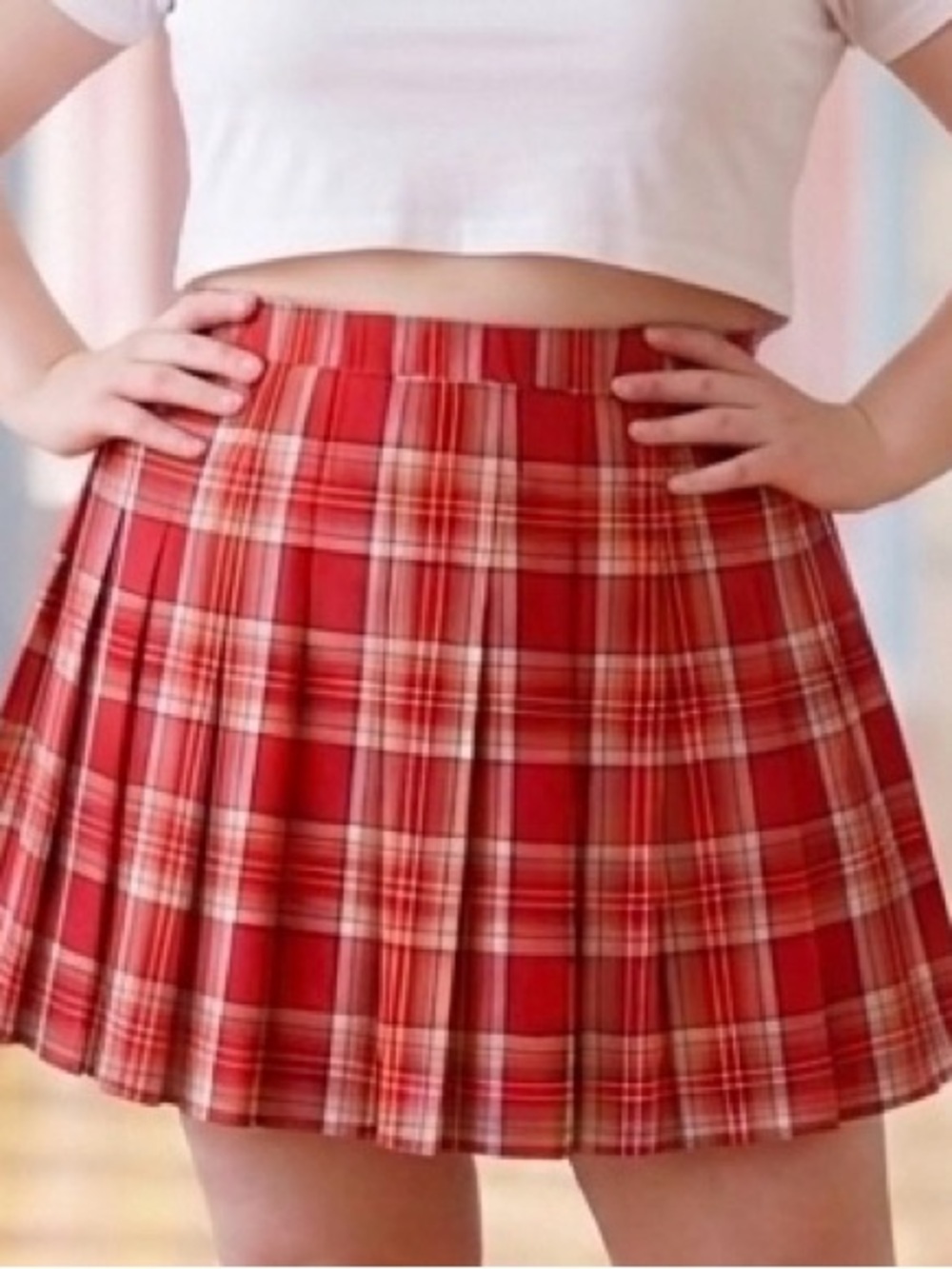 Aerie Preppy Red Plaid Pleated Mini Skirt. Academia Coquette Y2K Alternative ❤️🖤